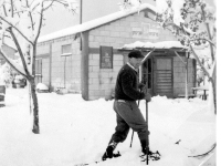 Shavei Zion archivist Lothar Stern skiing in Shavei Zion.