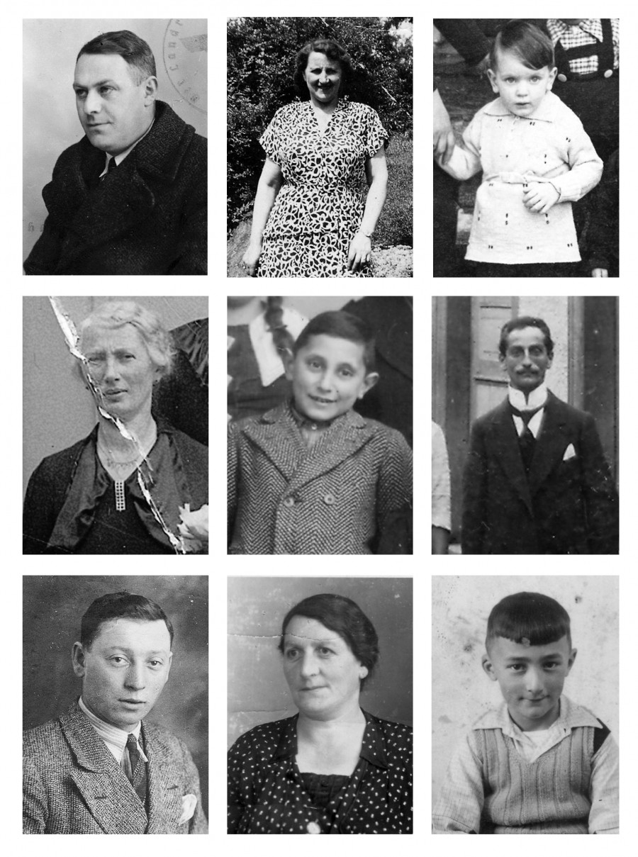 Einige Bilder von deportierten Menschen, die in der Ausstellung gezeigt werden.