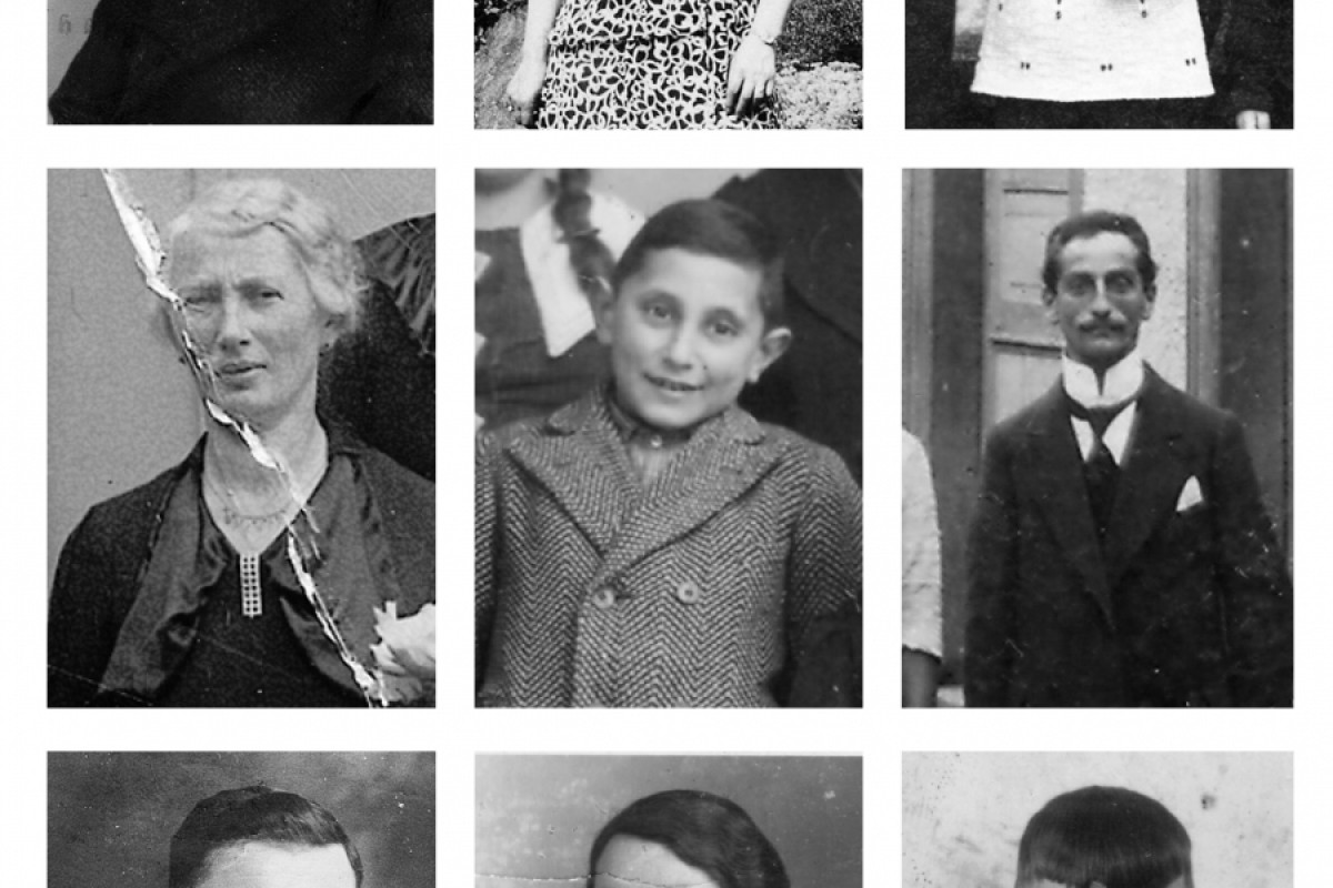 Einige Bilder von deportierten Menschen, die in der Ausstellung gezeigt werden.