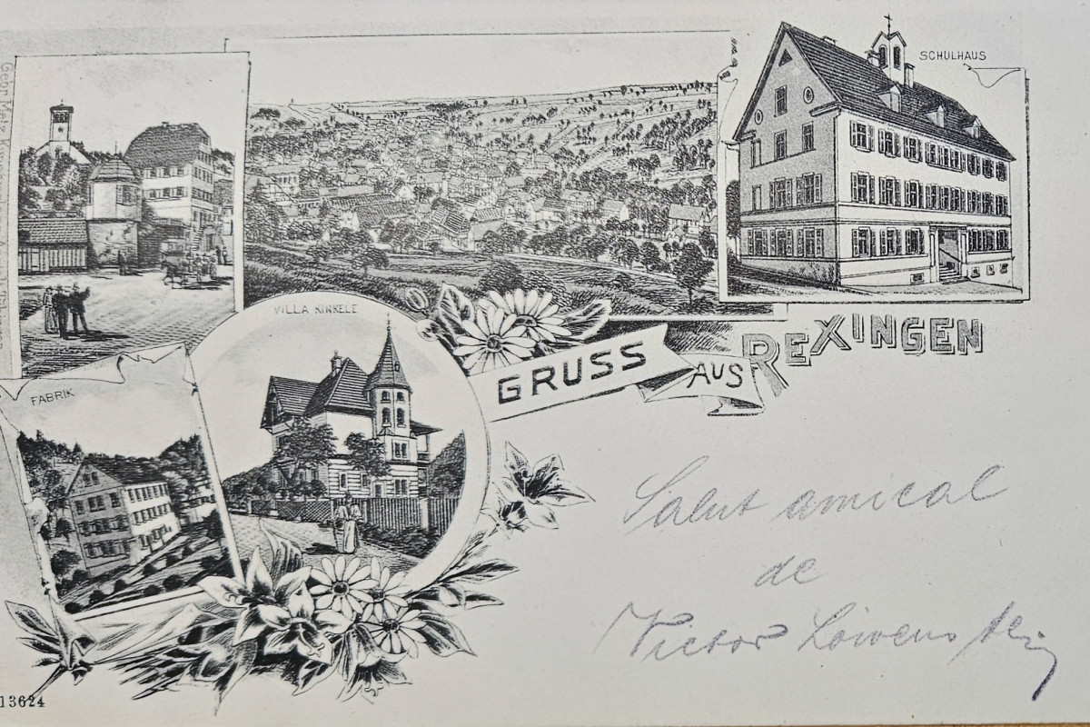 Postkarte mit einem "Gruss aus Rexingen von Viktor Löwenstein" - Historische Dorfansichten